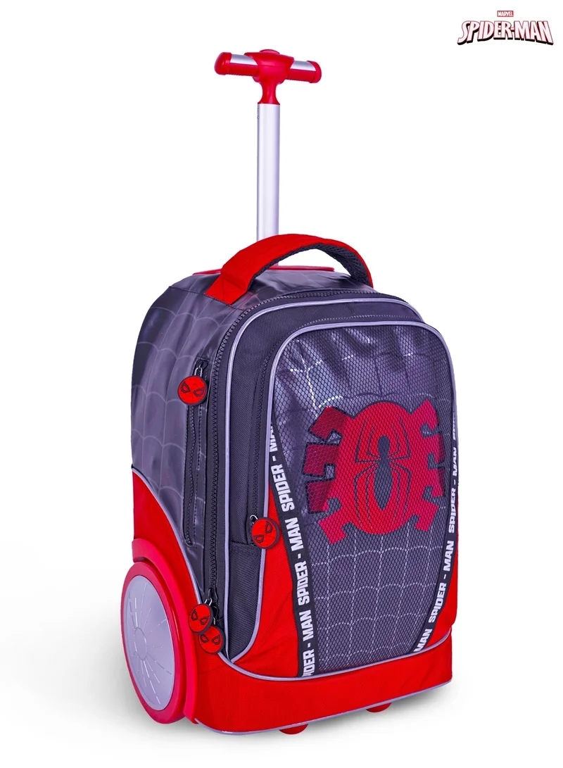 مارفل Spiderman  20 Inch Kids Premium 3-in-1 Trolley School Bag Set - Ergonomic Backpack, Insulated Lunch Bag & Pencil Case,Lightweight, Durable, Students 6+ - Perfect for Travel & School,For Boys