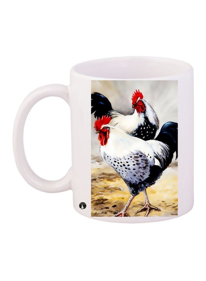 RYN Chicken Printed Coffee Mug White/Red/Black 11ounce 