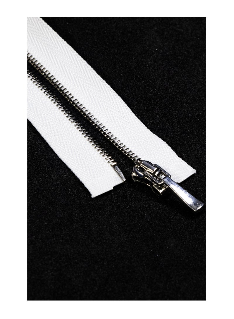 Premium No.1 80cm Open-End Metal Zippers – Heavy-Duty 2-Pack for Jackets, Coats & Crafting Projects (White+Silver) - Image 2
