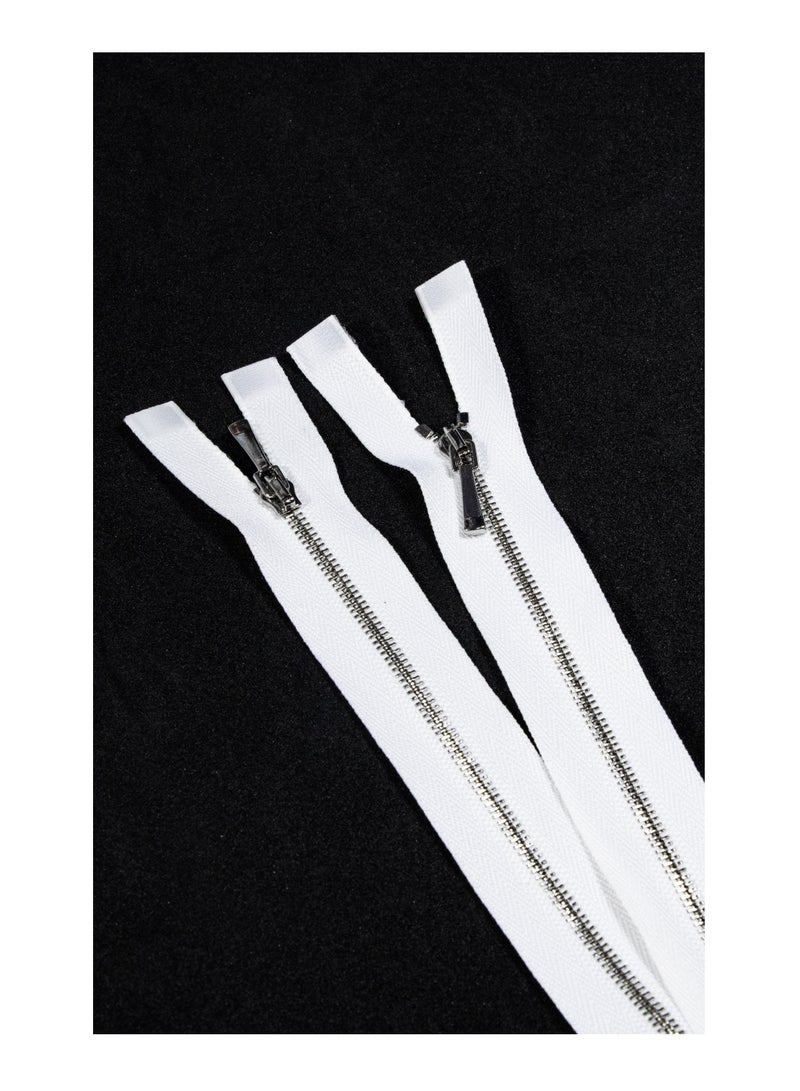 Premium No.1 80cm Open-End Metal Zippers – Heavy-Duty 2-Pack for Jackets, Coats & Crafting Projects (White+Silver) - Image 3