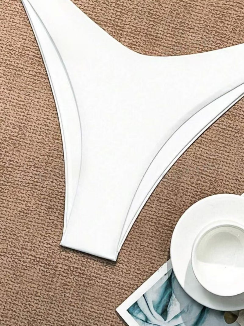 2025 and New Strap Bikini Swimsuit Women''s Solid Color Two-piece Sexy Split Swimsuit - Image 5