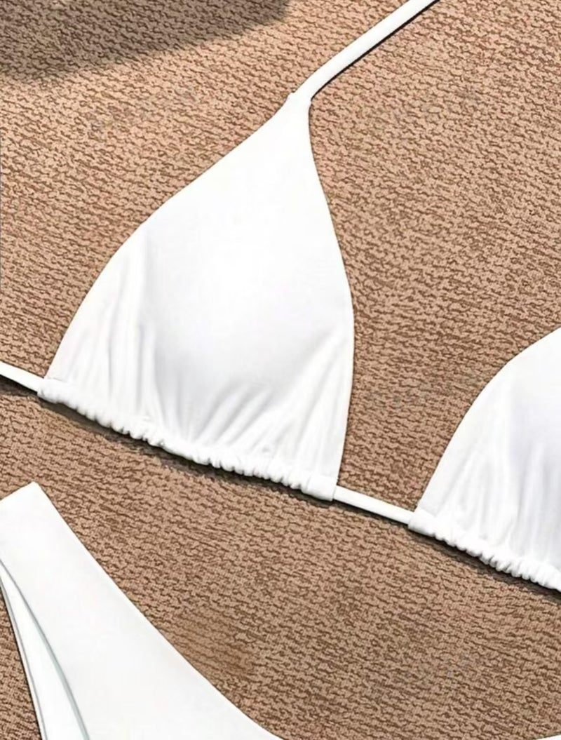 2025 and New Strap Bikini Swimsuit Women''s Solid Color Two-piece Sexy Split Swimsuit - Image 4
