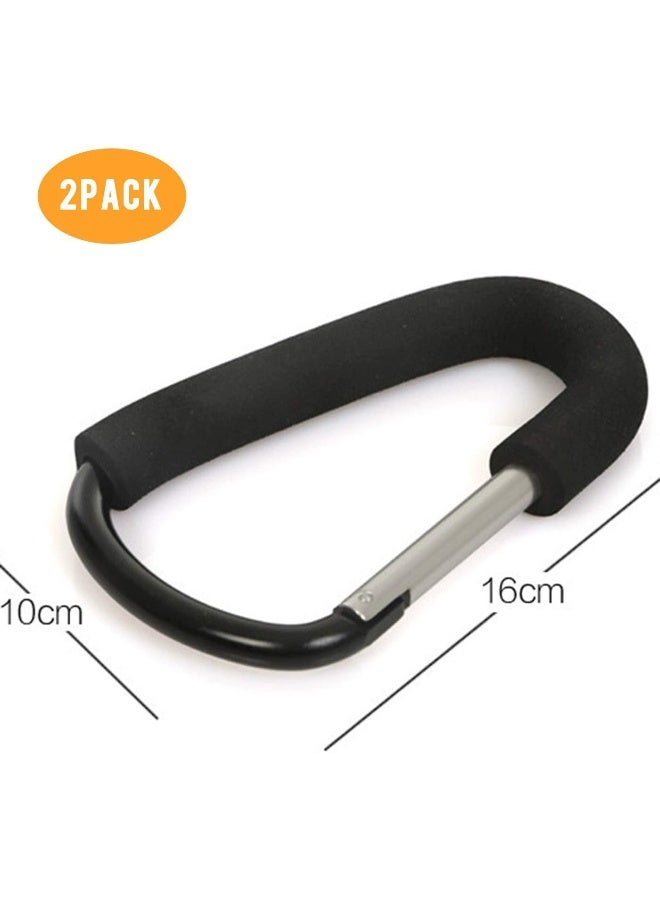 TGOOD Stroller Hooks-2pacs X-Large 16cm(6.3") of Multipurpose hook stroller-for mum shopping Bags,Baby Diaper Bags,Groceries,Clothing,Purse,Black. - Image 2
