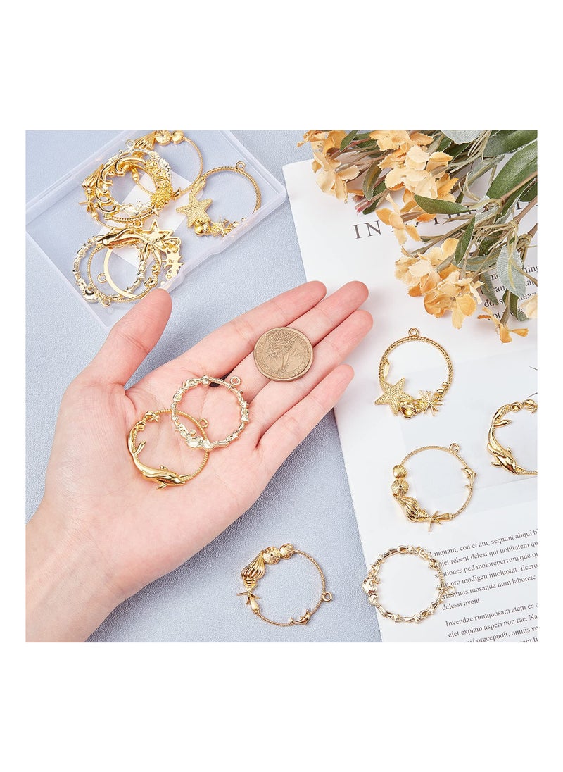 Generic - Sea Theme Open Bezel Charms 5-Style 20pcs Alloy Frame Pendants Color Lasting Hollow Resin Frames with Loop for Resin Jewelry Making - Gold, Sea Theme Open Bezel Charms 20pcs Alloy Frame Pendants - Image 1