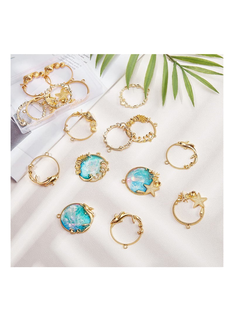 Generic - Sea Theme Open Bezel Charms 5-Style 20pcs Alloy Frame Pendants Color Lasting Hollow Resin Frames with Loop for Resin Jewelry Making - Gold, Sea Theme Open Bezel Charms 20pcs Alloy Frame Pendants - Image 1