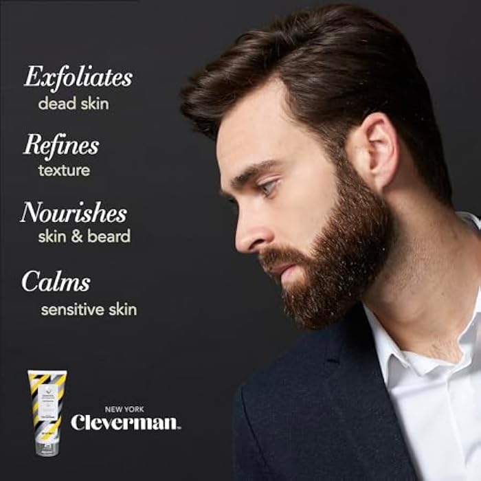 Cleverman Sensitive Face and Beard Scrub for Men, 100ml, Peppermint-Infused Exfoliating Facial Cleanser - Image 2