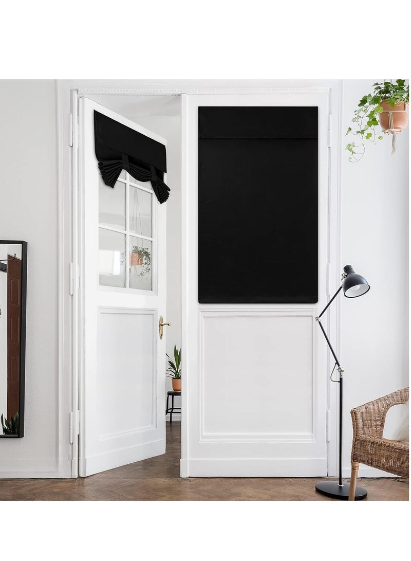 SYOSI Door Curtains Privacy Blackout French 26 X 68 Inch Room Darkening Thermal Insulated Tie Up Shades Window for Bedroom 1 Panel black - Image 1