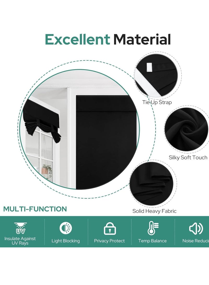 SYOSI Door Curtains Privacy Blackout French 26 X 68 Inch Room Darkening Thermal Insulated Tie Up Shades Window for Bedroom 1 Panel black - Image 5