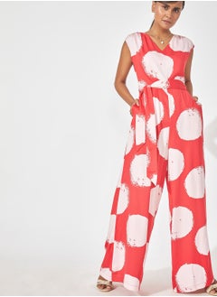 Tie Detail Printed Jumpsuit