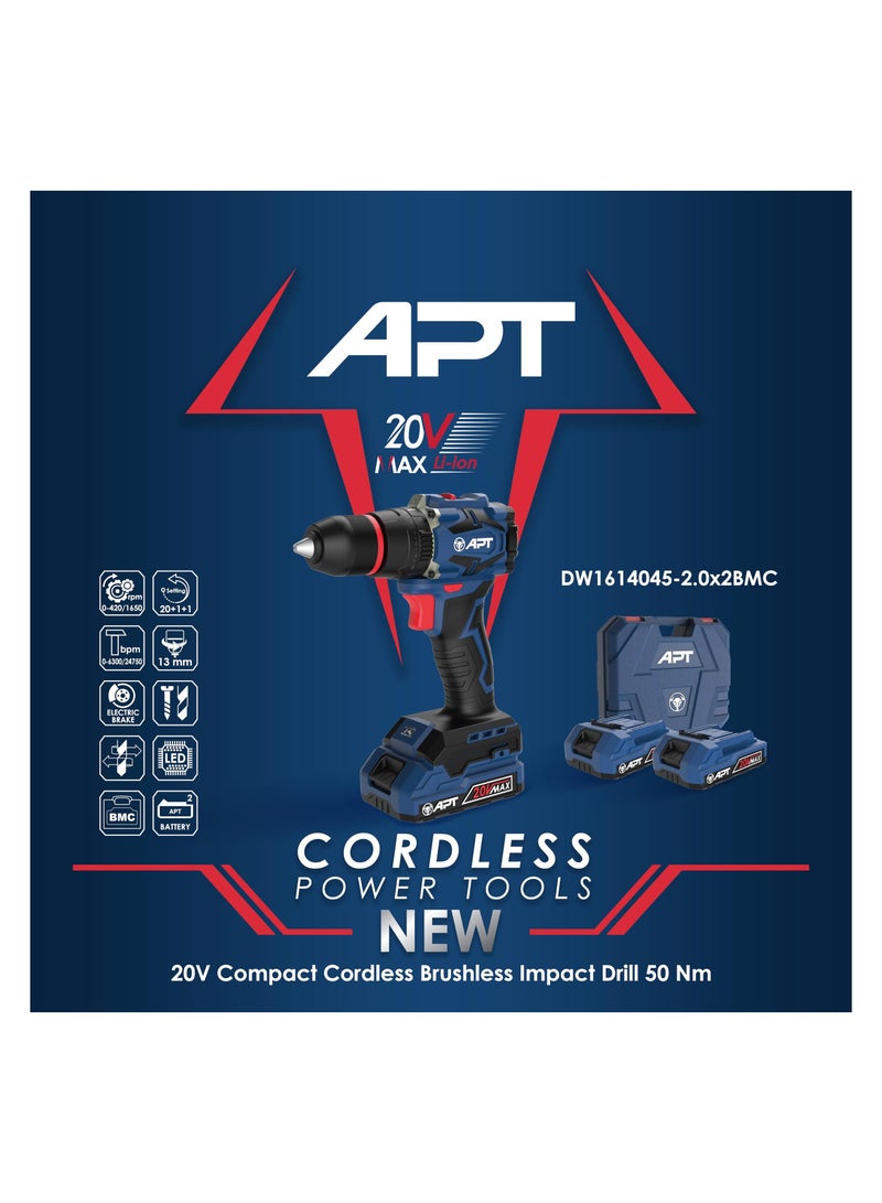 Apt 20V Cordless Hammer Drill – 13mm Metal Chuck – 60Nm - Image 2