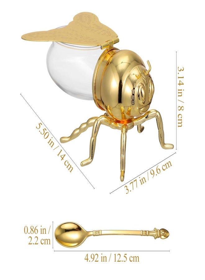 Luxshiny Honey Bee Sugar Shaker Multi-Function Spice Jar with Lid and Spoon 5.51 Inch Decorative Salt Container for Kitchen Dining Table - Image 2