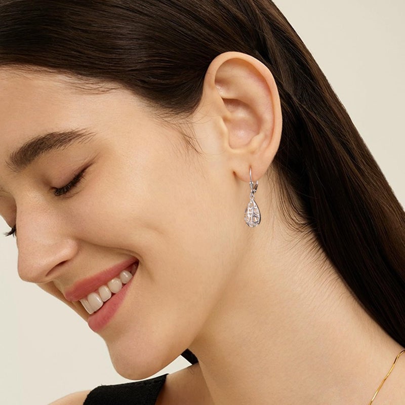 ALEXCRAFT Sterling Silver Teardrop Earrings for Women Silver Dangle Leverback Earrings Hypoallergenic Filigree Tear Drop - Image 5