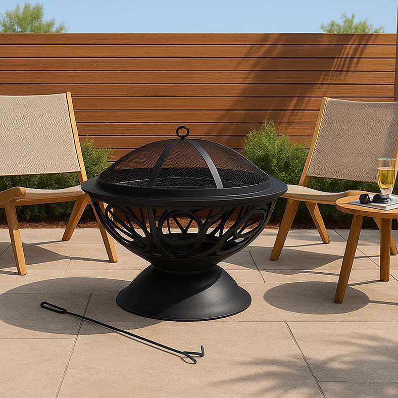 شواية فحم معدنية سوداء للطهي في الهواء الطلق