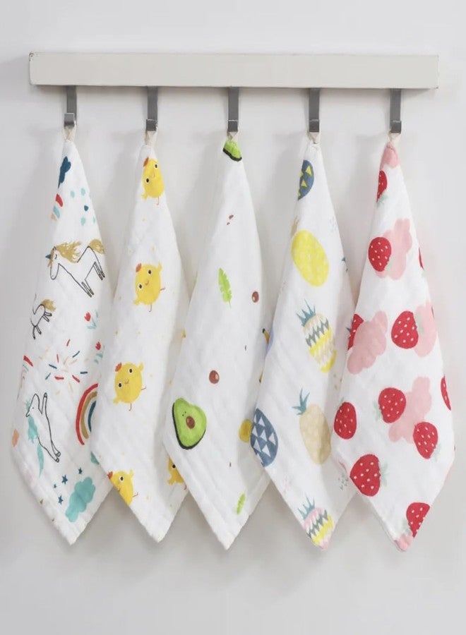 heartbury Baby Super Soft Absorbent Muslin 6 Layer 100% Organic Wash Towel- 100X100 cm - (0-3 Years) (30 * 30 Face Towel) 5psc - Image 1
