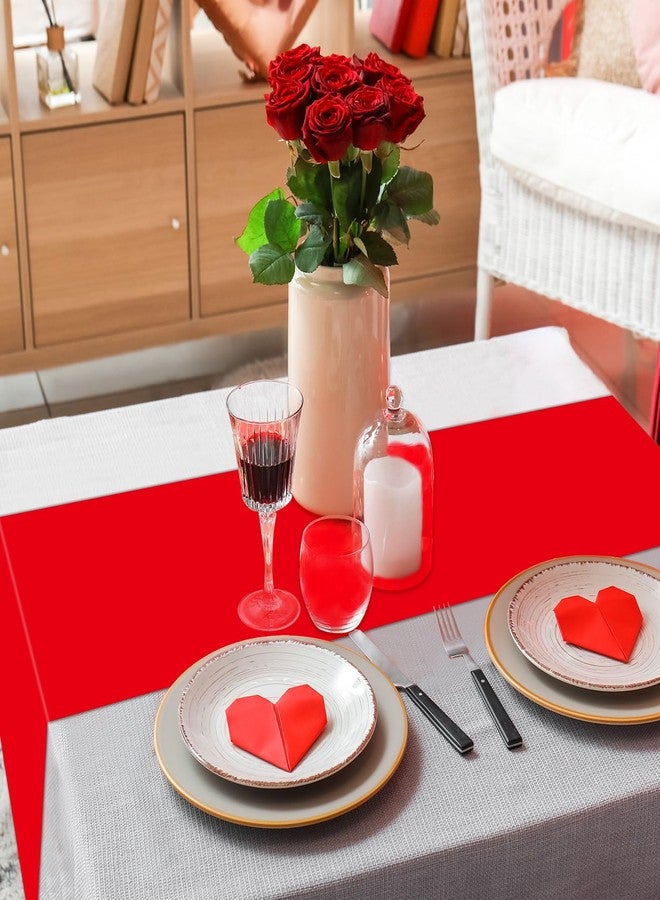 Lonfliness 12 Pack Plastic Table Runner 14 X 108inch Red Long Table Runners Valentines Disposable Red Smooth Tables Runner for Dinner Tables Decorations for Wedding Banquet Graduation Birthday Party Decor - Image 4