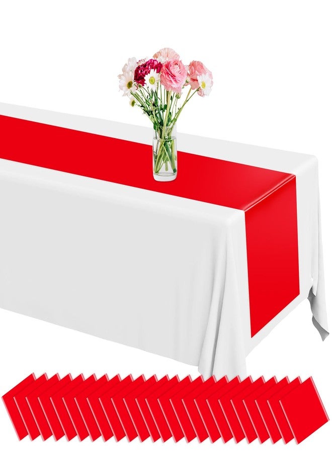 Lonfliness 12 Pack Plastic Table Runner 14 X 108inch Red Long Table Runners Valentines Disposable Red Smooth Tables Runner for Dinner Tables Decorations for Wedding Banquet Graduation Birthday Party Decor - Image 1