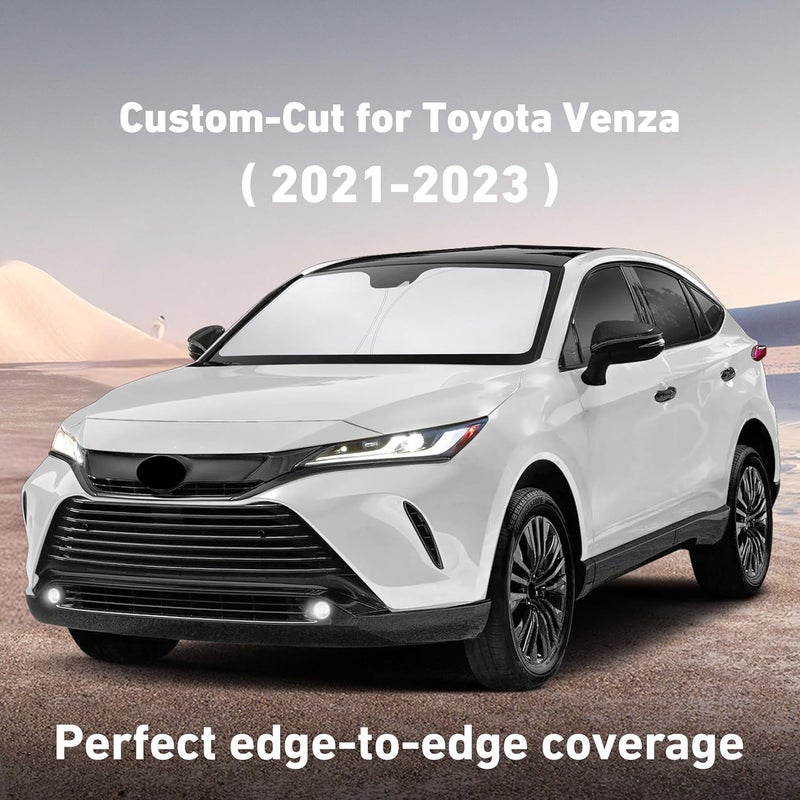 EcoNour Windshield Sunshade for Toyota Venza 2021 2022 2023, Sun Visor for Front Windshield & Window Sun Shade Cover, UV Heat Blocker & Protector, Car Accessories - Image 2
