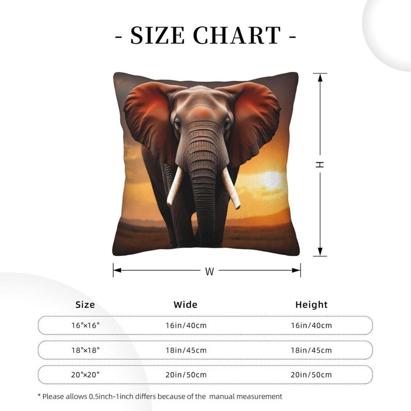 Elephant Sunset in Kenya Print Corduroy Throw Pillow Covers 20"x20" Soft Spring Decorative Pillowcase for Sofa Couch Bed Living Room Farmhouse Decor - Image 5