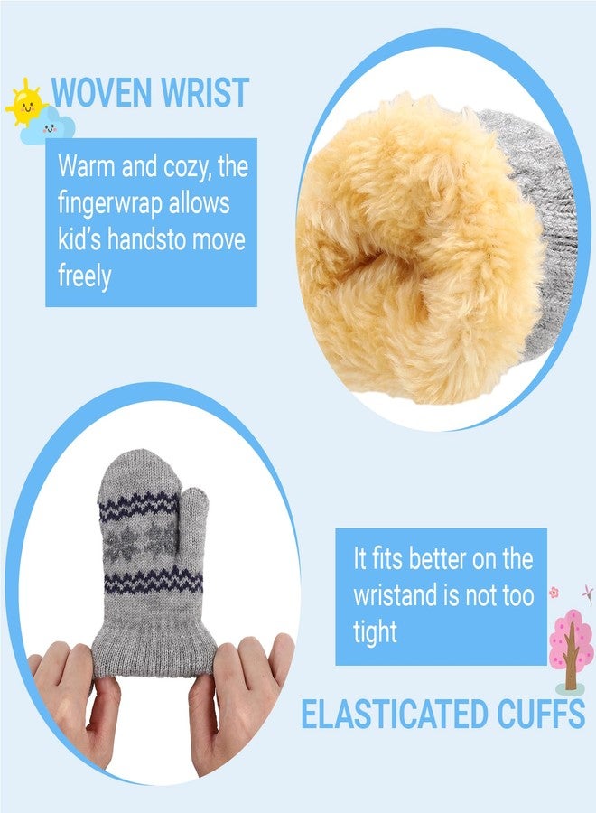 OVOY Toddler-Knit-Mittens Gloves for Kids 0-2 Years Boys & Girls - Winter Warm Fleece Lining with Anti-Loss String Gloves - Image 5