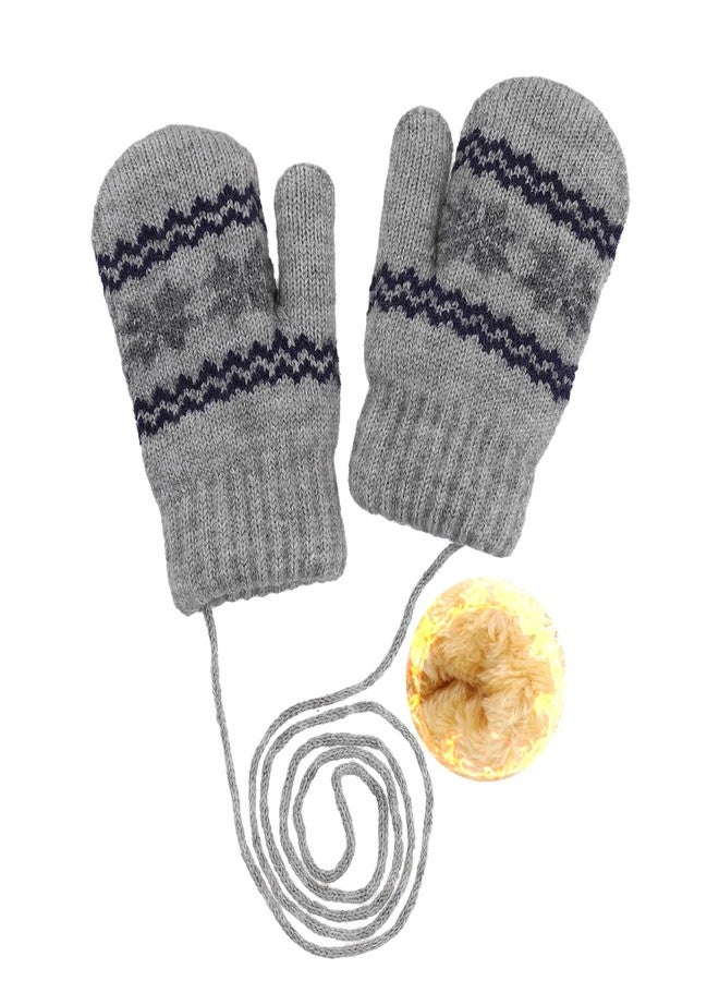 OVOY Toddler-Knit-Mittens Gloves for Kids 0-2 Years Boys & Girls - Winter Warm Fleece Lining with Anti-Loss String Gloves - Image 1