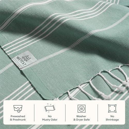 WETCAT Turkish Beach Towel Oversized (38"x71") 100% Turkish Cotton, Made in Turkey - Sand Free, Extra Large, Ultra Soft, Quick Drying, Compact & Lightweight for Travel - Teal - Image 5