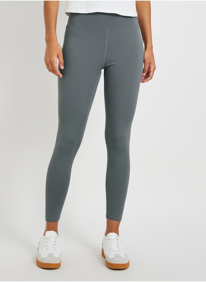 Take Two Solid Exposed Seam Detail Crop Length Leggings  - Image 2