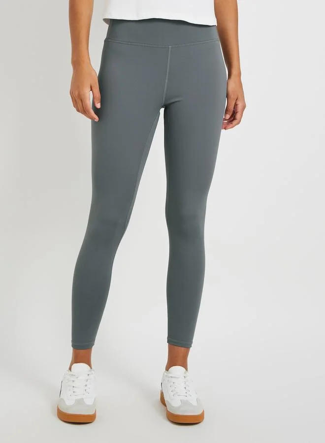 Take Two Solid Exposed Seam Detail Crop Length Leggings