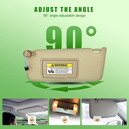 UMISHI Left Driver Side Sun Visor for Honda Accord 2008 2009 2010 2011 2012 2013 2014 2015 2016 2017, Replacement Assembly 83280-TA5-A71ZA 83280-TA5-A51ZA Beige - Image 4