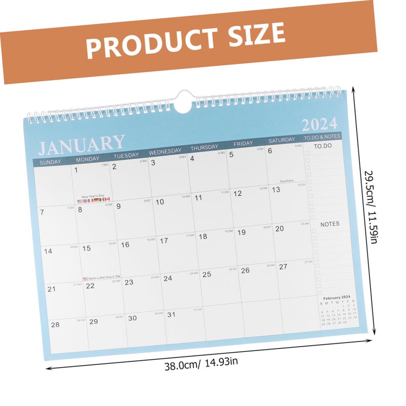 Monthly Wall Calendar Blue Hanging Desk Calendar With Appointment Notes - Image 3