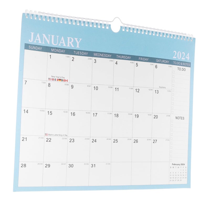 Monthly Wall Calendar Blue Hanging Desk Calendar With Appointment Notes - Image 2
