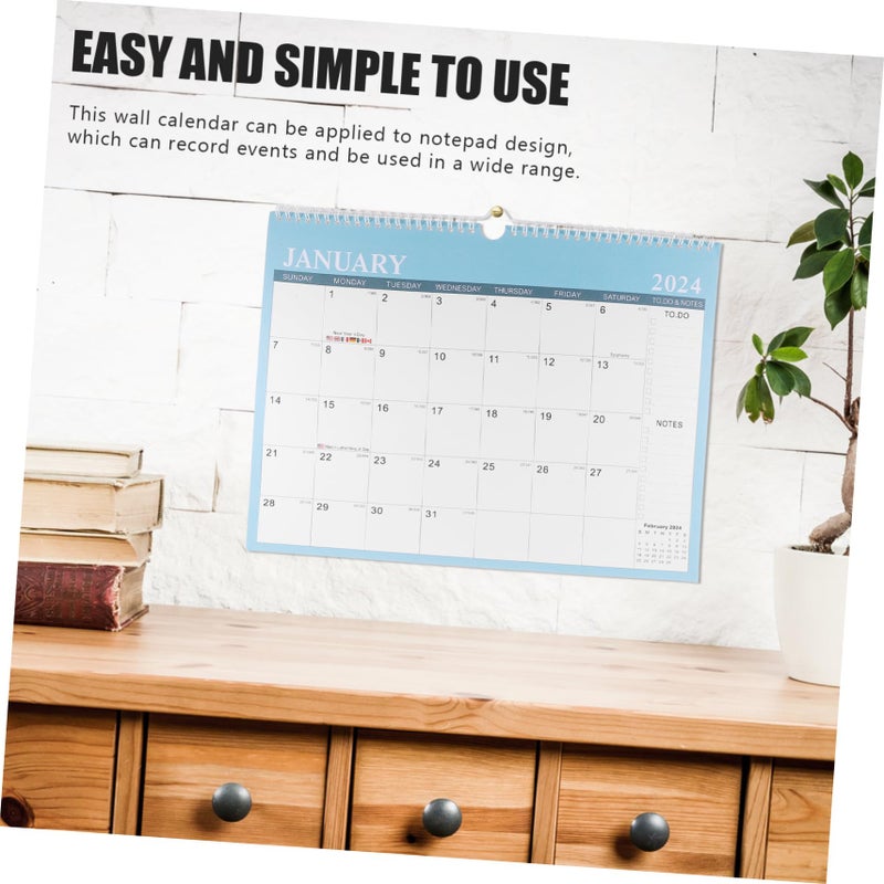 Monthly Wall Calendar Blue Hanging Desk Calendar With Appointment Notes - Image 5