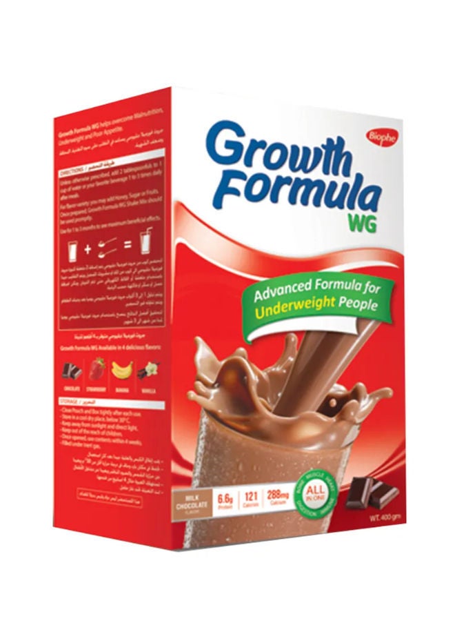 Biophe Growth Formula WG - Complete Supplement With Balanced Nutrition - 6.6g protein - Helps to overcome underweight from age 13 to 50 years - Chocolate - 400g 