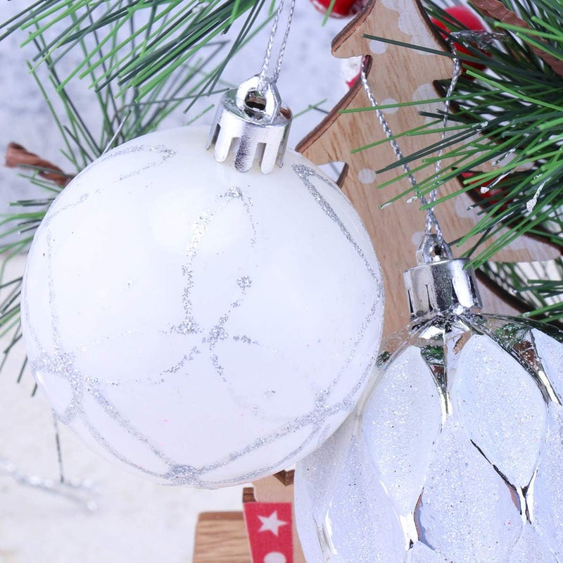 klarako Christmas Ball Ornaments Shatterproof Xmas Ball Hanging Decoration For Holiday Tree 24Pcs (Silver White) - Image 5