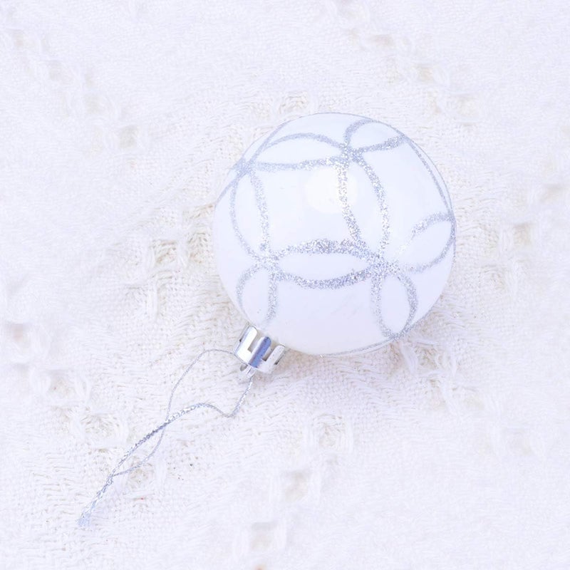 klarako Christmas Ball Ornaments Shatterproof Xmas Ball Hanging Decoration For Holiday Tree 24Pcs (Silver White) - Image 3