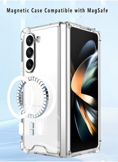 Magnetic Samsung Galaxy Z Fold 5 Magnetic Clear Case Cover, Compatible with Magsafe Card Wallet and Wireless Charger, Transparent Shockproof and Drop-Proof Anti-Yellowing Case (Samsung Galaxy Z Fold 5)  - Image 2