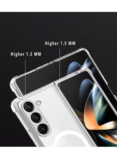 Magnetic Samsung Galaxy Z Fold 5 Magnetic Clear Case Cover, Compatible with Magsafe Card Wallet and Wireless Charger, Transparent Shockproof and Drop-Proof Anti-Yellowing Case (Samsung Galaxy Z Fold 5)  - Image 5