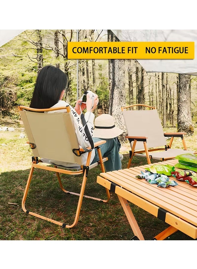 بيوينتي كرسي التخييم القابل للطي كرسي نزهة من الألومنيوم القوي ، كرسي قابل للطي في الهواء الطلق ، كرسي التخييم المحمول ، كرسي معدات التخييم الخفيفة للغاية ، مقعد حديقة خشبية مستقرة في الهواء الطلق - كرسي سفر أكسفورد الخفيف للغاية للمشي لمخيم في الهواء الطلق ، السفر ، نزهة ، المشي لمسافات طويلة ، ركوب الظهر ، (بيج) - Image 3