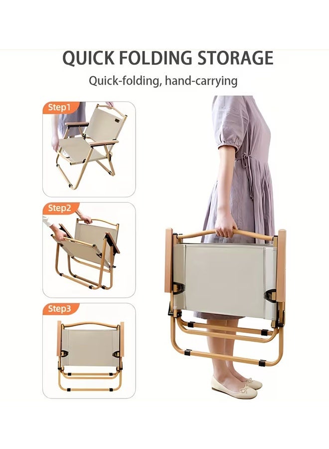 بيوينتي كرسي التخييم القابل للطي كرسي نزهة من الألومنيوم القوي ، كرسي قابل للطي في الهواء الطلق ، كرسي التخييم المحمول ، كرسي معدات التخييم الخفيفة للغاية ، مقعد حديقة خشبية مستقرة في الهواء الطلق - كرسي سفر أكسفورد الخفيف للغاية للمشي لمخيم في الهواء الطلق ، السفر ، نزهة ، المشي لمسافات طويلة ، ركوب الظهر ، (بيج) - Image 5