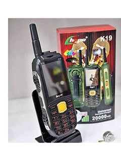 هاتف K19 رباعي الشريحة بسعة 512 ميجابايت وذاكرة وصول عشوائي 32 ميجابايت مع شاحن محمول بقوة 22000 مللي أمبير في الساعة (أسود)
