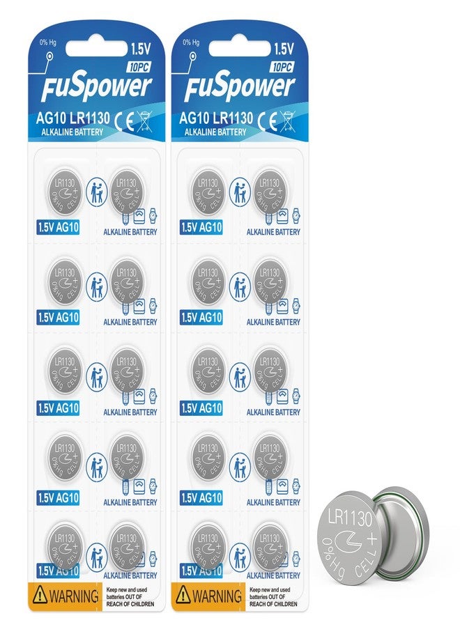 Fuspower LR54 LR1130 389 390 Batteries 1.5V Alkaline AG10 Button Cell Batteries (20 Count (Pack of 1)) - Image 1