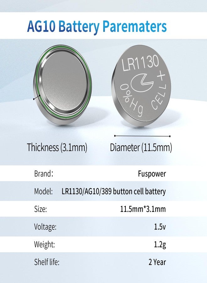 Fuspower LR54 LR1130 389 390 Batteries 1.5V Alkaline AG10 Button Cell Batteries (20 Count (Pack of 1)) - Image 3