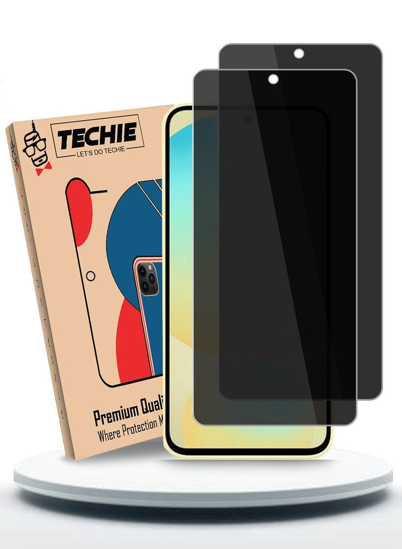 Techie 2 Pack Premium Privacy Tempered Glass Screen Protector for Samsung Galaxy S24 FE - Anti Bubbles 9H Hardness 0.33 mm Rounded Edges Easy Installation  - Image 1