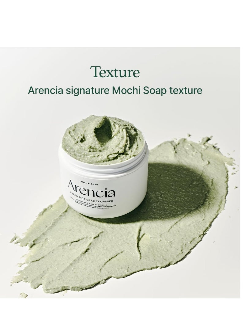 arencia - Korean Rice Mochi Face Cleanser - Face Mask, Foaming Cleanser, Gentle Scrub All in One - Deep Cleansing, Moisturizing, Pore Minimizing, Removing Blackhead- with Rice Water & Green Tea, Mugwort - Image 1