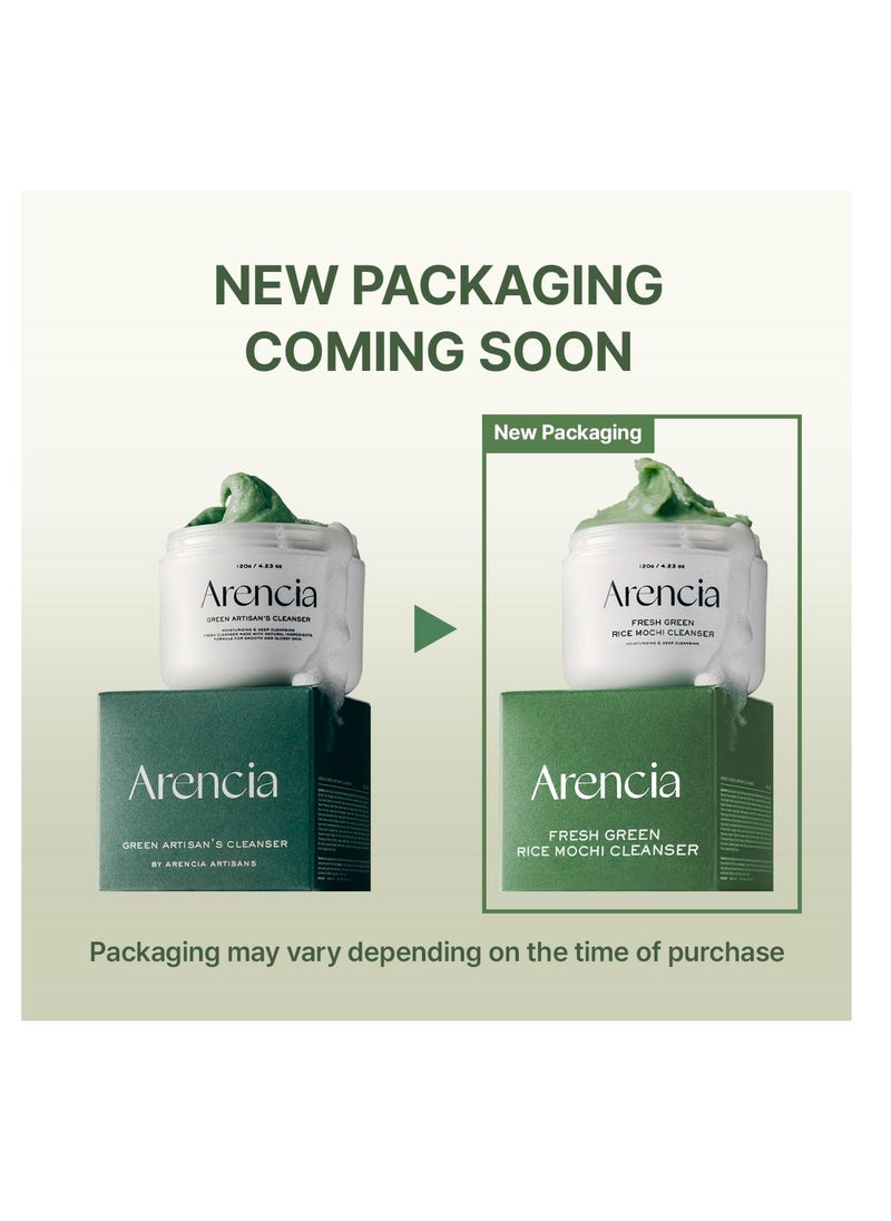 arencia - Korean Rice Mochi Face Cleanser - Face Mask, Foaming Cleanser, Gentle Scrub All in One - Deep Cleansing, Moisturizing, Pore Minimizing, Removing Blackhead- with Rice Water & Green Tea, Mugwort - Image 1
