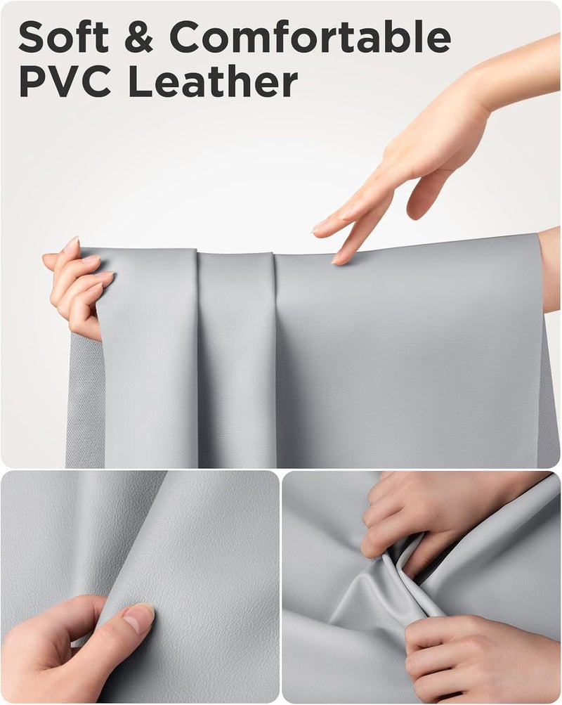 SAIJI طاولة سرير لابتوب قابلة للتعديل، طاولة سرير لابتوب من جلد PVC، مكتب قائم محمول مع درج تخزين، طاولة لوحية قابلة للطي للكنبة والأرض (رمادي) - Image 2
