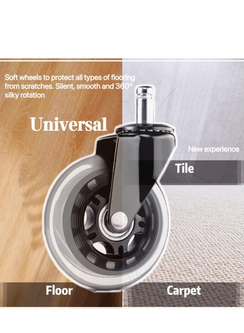 RATSAW 5 Pack Office Chair Caster Wheels 3 Inch Universal Rollerblade Desk Chair Heavy Duty Wheels Replacement Furniture Caster - Image 4