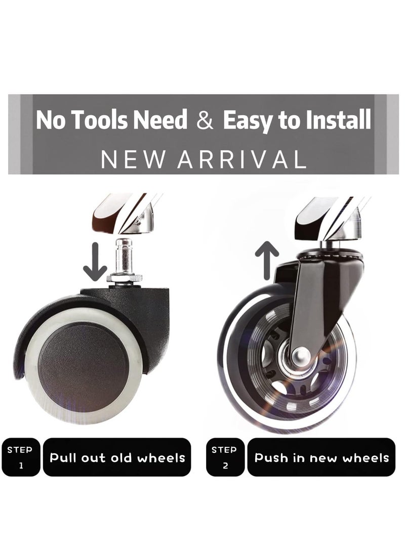 RATSAW 5 Pack Office Chair Caster Wheels 3 Inch Universal Rollerblade Desk Chair Heavy Duty Wheels Replacement Furniture Caster - Image 5