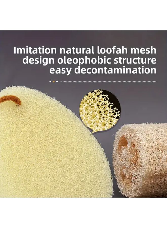 Five Piece Set Shower Body Scrub Sponges With Exfoliating Loofahs And Hanging Rope - Image 2