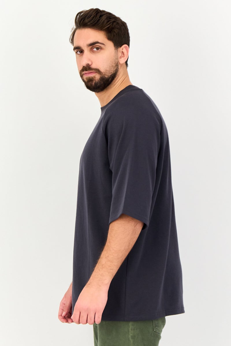 Algspar تي شيرت رجالي بأكمام قصيرة و ياقة دائرية، رمادي داكن - Image 2