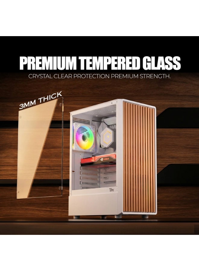 TWISTED MINDS Gaming Case, WOODX Mid Tower, Tempered Glass Side Panel, ATX / M-ATX / Mini-ITX Support, Premium Wood Front Panel | TM-WOODX-W white - Image 5
